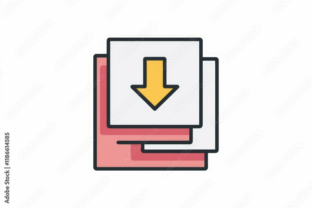 Poster download multiple documents icon, representing data transfer or archiving.