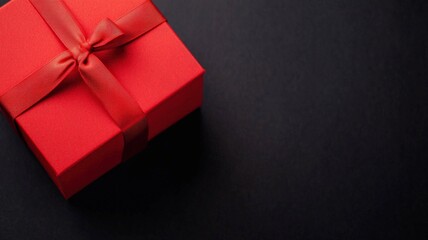 law restriction control concept. Red gift box with a ribbon on a dark background, perfect for holidays or special occasions.