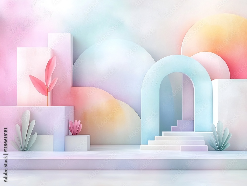 Poster elegant and modern pastel gradient design with a soft ethereal textured pattern minimalist architect