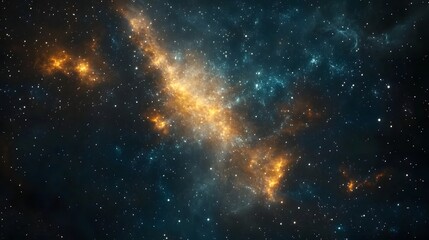 Naklejka premium Golden nebula glowing in the deep universe