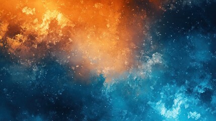 Obraz premium Abstract fiery orange and cool blue nebula, cosmic dust and stars.