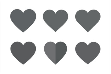 Six Shades of Grey Hearts Icon Set