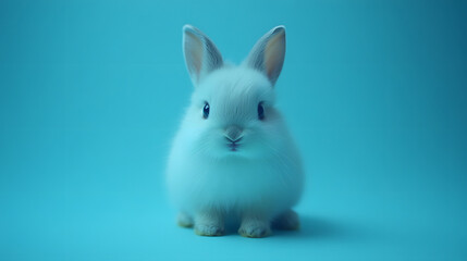 Obraz premium Expressive Grey young rabbit standing in front, isolated, making a face.