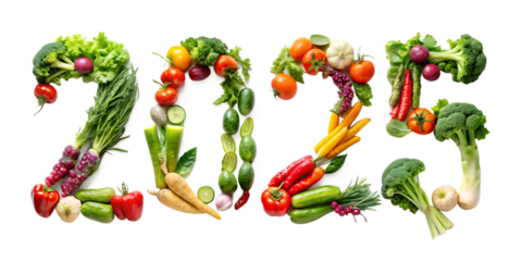 vegetables  2025 new text effects isolated on white background