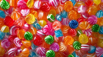 Sweet lollipops and jellies in various colors