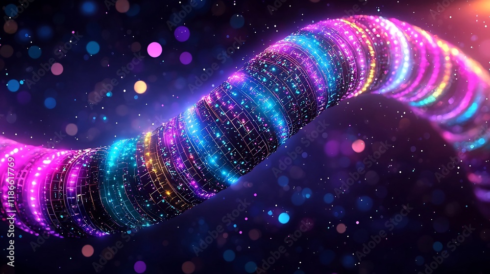 Poster mesmerizing prismatic light dance with oscillating quantum structures visually striking digital artw