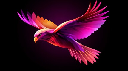 Obraz premium Vibrant abstract eagle in flight against a dark background. A colorful work of art.