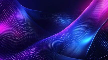 Obraz premium Abstract neon blue and pink wave particles background.