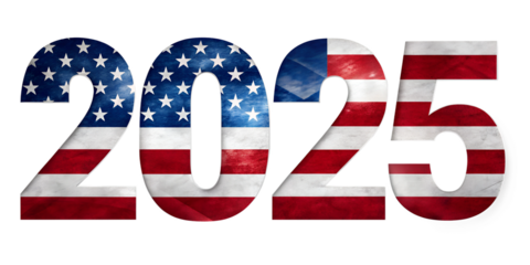 usa country flag happy new year 2025 new text effect isolated on white background