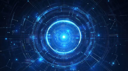 Obraz premium Abstract glowing blue circle technology background.