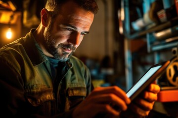 A person gazing at their mobile device in a dimly lit space, with no clear context or surroundings