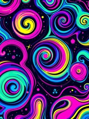 Neon Psychedelic Spiral Art