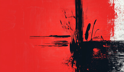 Abstract Red and Black Gradient Background with Textured Brush Strokes on the Left and Solid Red on the Right – Artistic Design for Creative Projects