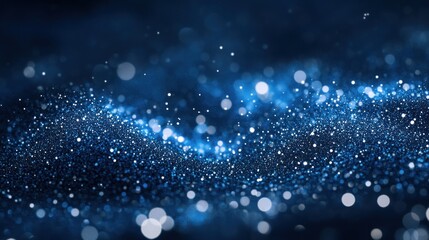 Abstract blue particle wave background.