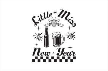 Vector illustration. Handwritten calligraphic brush lettering composition of Happy New Year 2019 on white background.