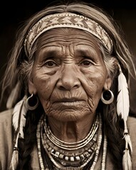 Fototapeta premium vintage Native American woman Indigenous retro 
