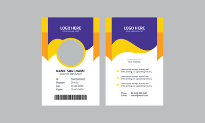 Corporate id card layout, modern company id card template