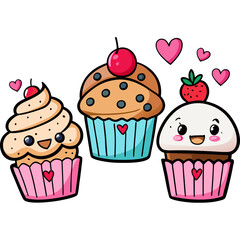 Cute of Cupcake with Hearts
