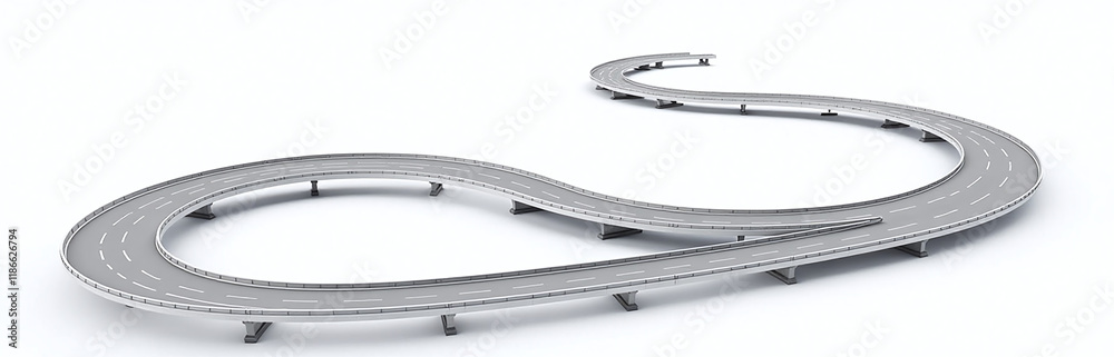 Aufkleber Isolated Winding Highway Image With White Background And Transparent Png File For Design Use Only In Various Projects. 00003