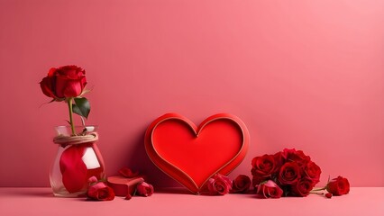Chester banner with empty space Without Text, Valentines Day theme minimalist Red background (1)