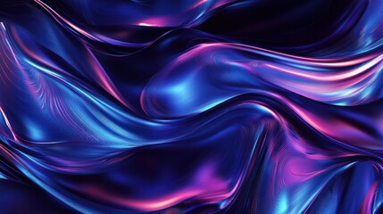 Obraz premium Abstract iridescent liquid swirls in blue, purple, and pink hues.