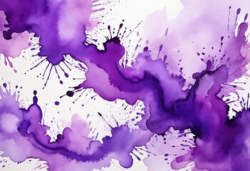 Purple watercolor background, painted paper texture, abstract watercolor blotches and brush strokes