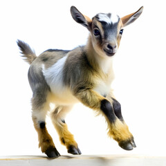Fototapeta premium a baby goat hilariously attempting parkour moves