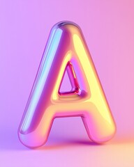Glossy 3D Letter A in Colorful Gradient with Soft Lighting