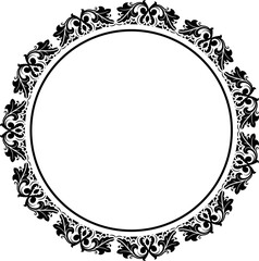 Decorative frame Elegant element for design in Eastern style, place for text. Floral black border. Lace illustration for invitations and greeting cards