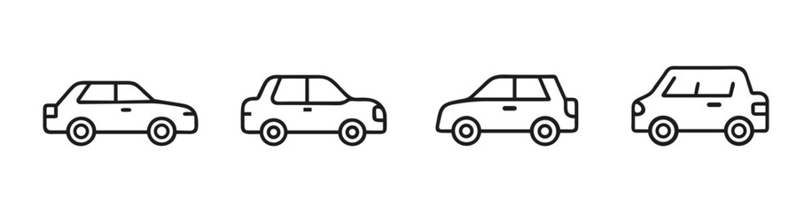 Fototapeta premium Outline car line icons set illustrations