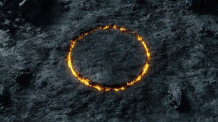 Fiery Circle on Dark Volcanic Rock