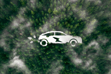 Renewable energy carbon reduction and sustainable environment concept with green transport. Concept...