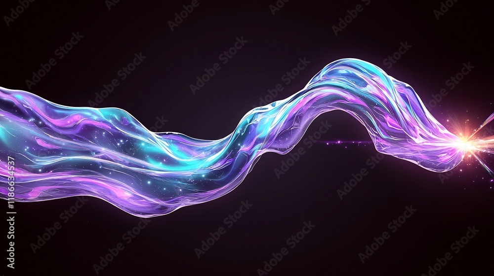 Poster mesmerizing waves of prismatic light shimmering energy beams and pulsing chromatic patterns create a