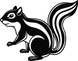Chipmunk silhouette vector illustration, Chipmunk line art vector, Chipmunk vector design