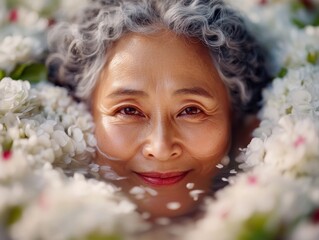 Discover Life's Lessons in a Serene Garden An Elder Shares Wisdom Amidst Blooming Flowers, Reflecting on Life's Journey, Growth, and the Beauty of Nature's Tranquility This image portrays a serene