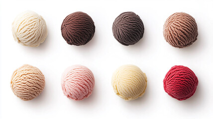 Assorted Delicious Ice Cream Scoops Various Flavors Overhead Shot Sweet Treat