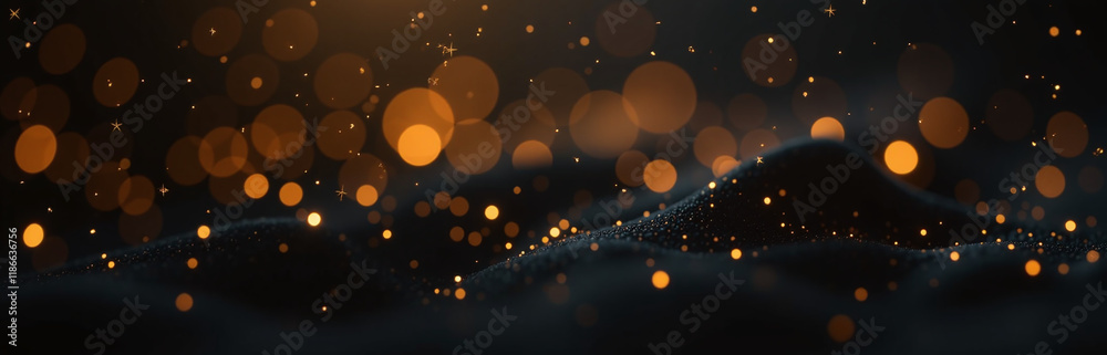 Aufkleber golden bokeh patterns suspended in a dark, velvety black space create an elegant and sophisticated v
