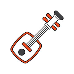 Shamisen color line icon with white background vector stock illustration