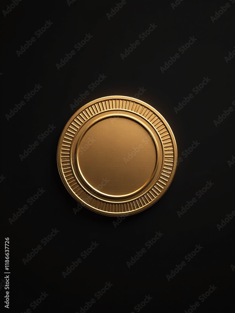 Aufkleber gold medal centered on a simple black background leaving ample space for text overlays and other des