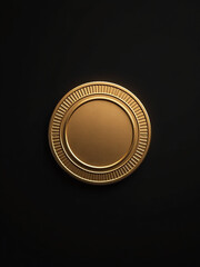 Gold Medal Centered On A Simple Black Background Leaving Ample Space For Text Overlays And Other Design Elements. 00001