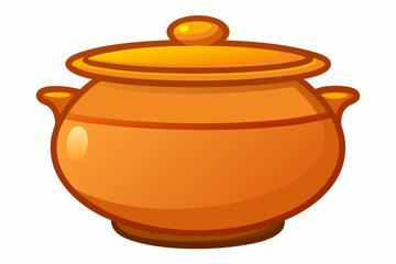  A clay pot with a lid isolated on a white background