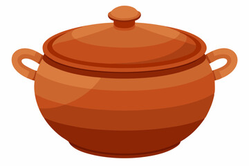  A clay pot with a lid isolated on a white background