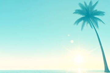 Fototapeta premium Copy space of a tropical palm tree with sunlight against a sky background