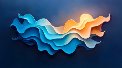 abstract portrayal of resilience with bold upward waves in blue and orange, creating dynamic visual flow that evokes sense of movement and energy