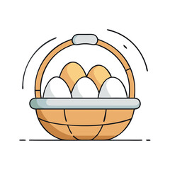 basket with eggs vector icon, easter vector illustration - simple illustration of basket with eggs perfect for logos, and easter-themed designs.