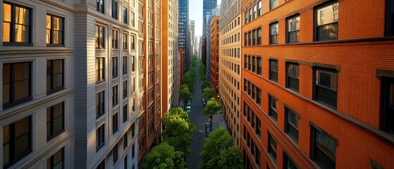 Fototapeta premium [Modern urban landscape with contemporary architecture] Urban Oasis in Modern Cityscape with Contemporary Architecture and Green Trees