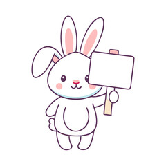 bunny holding sign vector icon, easter vector illustration - simple illustration of bunny holding sign perfect for logos, and easter-themed designs.