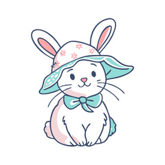 bunny in a bonnet vector icon, easter vector illustration - simple illustration of bunny in a bonnet perfect for logos, and easter-themed designs.