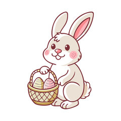 bunny with easter basket vector icon, easter vector illustration - simple illustration of bunny with easter basket perfect for logos, and easter-themed designs.