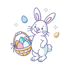 bunny with easter basket vector icon, easter vector illustration - simple illustration of bunny with easter basket perfect for logos, and easter-themed designs.